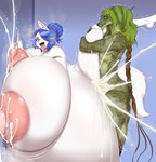 ahegao anthro anthro_on_anthro anthro_penetrated anthro_penetrating anthro_penetrating_anthro areola balls belly belly_inflation big_balls big_belly big_breasts blue_eyes blue_hair bodily_fluids breasts cum cum_in_pussy cum_inflation cum_inside duo excessive_cum excessive_genital_fluids eyes_closed female female_penetrated genital_fluids genitals green_body green_hair hair huge_balls huge_belly huge_breasts hyper hyper_balls hyper_belly hyper_breasts hyper_cum hyper_genitalia inflation lactating looking_pleasured male male/female male_penetrating male_penetrating_female milk nipples open_mouth penetration pink_areola pink_nipples sex striped_body stripes tongue tongue_out vaginal vaginal_penetration white_body ber00 alex_(alex-aquatic) salix_the_mossdog canid canine canis domestic_dog mammal nordic_sled_dog samoyed spitz absurd_res hi_res