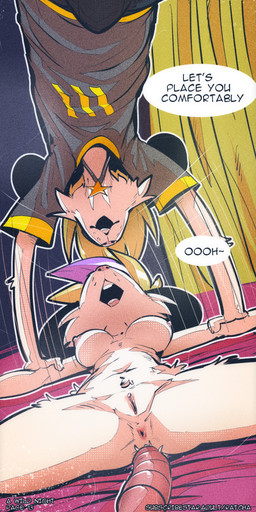 anthro anus blonde_hair breasts bulge clitoral_hood clothed clothed_male clothing dialogue duo erection erection_under_clothing female fur genitals hair highlights_(coloring) holding_object lying male male/female nude nude_female on_back pink_bed_sheet purple_eyes snout touching_breast vulva white_body white_fur yellow_curtains ratcha iris_(ratcha) skye_(ratcha) mammal mouse murid murine rodent comic hi_res brother_(lore) brother_and_sister_(lore) incest_(lore) sibling_(lore) sister_(lore)