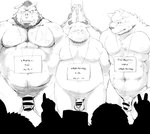 anthro auction balls belly bodily_fluids bound censor_bar chain chained circumcised embarrassed flaccid for_sale foreskin genitals group humanoid_genitalia humanoid_hands humanoid_penis humiliation ineffective_censorship kemono male moobs nipples overweight overweight_male penis public public_humiliation scared slave slave_auction slave_market tears text hachirouta bovid bovine canid canine canis cattle mammal suid suine sus_(pig) wild_boar wolf 2021 censored english_text hi_res monochrome