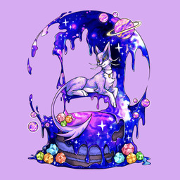 ambiguous_gender cake candy dessert feral food fur galaxy jewelry necklace paws pink_body pink_fur planet solo spots tail white_body white_fur yellow_eyes xidian nintendo pokemon yemao_(kianyemao) generation_5_pokemon liepard pokemon_(species) 1:1 absurd_res hi_res