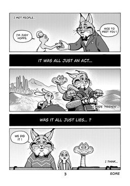 anthro city_skyline clothing coiling_around_body desert dialogue fangs female feral group limbless_vertebrate machine male missing_fang motorcycle mountain pointy_ears rabbit_ears sweater teeth text topwear trio vehicle some_(someone) disney zootopia gary_de'snake judy_hopps pawbert_lynxley canada_lynx european_rabbit felid feline lagomorph leporid lynx mammal oryctolagus pit_viper rabbit reptile scalie snake viper black_and_white comic english_text hi_res monochrome