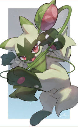 3_fingers 3_toes action_pose ambiguous_anthro ambiguous_gender anthro border claws digitigrade dipstick_ears ear_markings fangs featureless_crotch feet fingers gloves_(marking) grey_background leg_markings looking_at_viewer markings multicolored_ears open_mouth open_smile paws pink_nose pose pupils raised_leg red_eyes simple_background slit_pupils smile snaggle_tooth socks_(marking) soles solo teeth throwing_object toes white_border white_claws yo-yo nullma nintendo pokemon felid feline floragato generation_9_pokemon mammal pokemon_(species) 2024 absurd_res hi_res portrait