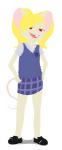 anthro blonde_hair bottomwear clothing female hair red_eyes simple_background skirt solo white_background young young_anthro young_female poulet-7 irene_(character) mammal mouse murid murine rodent