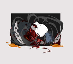2_horns ambiguous_gender biped black_body black_eyes blood blood_on_face blood_on_weapon bodily_fluids cloak clothing empty_eyes gore holding_melee_weapon holding_object holding_weapon horn melee_weapon nail_(weapon) solo standing weapon lv999ppbunny hollow_knight_(franchise) team_cherry the_knight_(hollow_knight) vessel_(species) hi_res