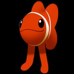ambiguous_gender black_background glistening glistening_eyes male no_pupils orange_body simple_background stripes white_stripes sillyseacreatur fish marine meme