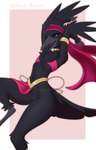 accessory anthro beak black_body black_eyes black_feathers bottomwear bottomwear_aside clothed clothing clothing_aside feathers female flat_chested front_view genitals headband loincloth loincloth_aside looking_at_viewer pussy skimpy skinny skinny_anthro skinny_female slim solo tail tail_feathers mrbuttonboi avian bird corvid corvus_(genus) crow oscine passerine absurd_res hi_res