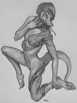 5_toes anthro barefoot belly biped claws clothed clothing feet female foot_fetish forked_tongue half_clothed humanoid_feet looking_at_viewer plantigrade robe seductive simple_background smile soles solo tail toe_claws toes tongue tongue_out white_background defiler humanoid reptile scalie snake absurd_res graphite_(artwork) hi_res monochrome traditional_media_(artwork)