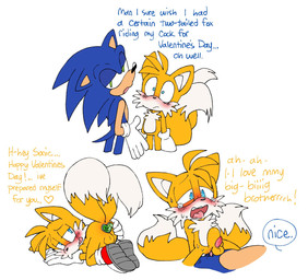 2_tails abdominal_bulge age_difference all_fours anal anal_penetration anthro anthro_on_anthro anthro_penetrated anthro_penetrating anthro_penetrating_anthro backsack balls blue_body blue_eyes blush blush_lines bodily_fluids butt buttplug buttplug_in_ass buttplug_insertion clothing cowgirl_position dialogue dipstick_tail duo erection footwear from_front_position gem genitals gloves hand_on_butt handwear heart_symbol holiday_message holidays incest_play jewel_buttplug looking_at_viewer looking_back looking_pleasured male male/male male_penetrated male_penetrating male_penetrating_male markings multi_tail object_in_ass on_bottom on_top orange_body penetration penile penile_penetration penis penis_in_ass penis_size_difference plug_(sex_toy) plug_insertion presenting presenting_hindquarters sex sex_toy sex_toy_in_ass sex_toy_insertion shoes simple_background spread_butt spreading straddling tail tail_markings tears tears_of_pleasure text tongue tongue_out white_background young young_anthro young_male young_penetrated pachi_rizuu sega sonic_the_hedgehog_(series) valentine's_day miles_prower sonic_the_hedgehog canid canine eulipotyphlan fox hedgehog mammal 2026 digital_drawing_(artwork) digital_media_(artwork) english_text hi_res