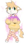 anthro cheek_tuft clothing facial_tuft fur green_eyes head_tuft legwear multicolored_body multicolored_fur open_mouth solo standing sweater thigh_highs topwear tuft two_tone_body two_tone_fur dillydoodles rolo_(rolo_stuff) domestic_cat felid feline felis mammal digital_drawing_(artwork) digital_media_(artwork) hi_res