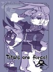 anthro bald clothed clothing crotch_tuft duo eyewear fake_ears fake_rabbit_ears female fluffy frown fur gesture goggles hair jacket kemono logo machine male military_uniform narrowed_eyes panties pantsless purple_background salute simple_background text topwear tuft underwear uniform white_body white_fur kenki_fujioka gundam gundam_advance_of_zeta mobile_suit_zeta_gundam bask_om haro human lagomorph leporid mammal rabbit robot english_text hi_res monochrome
