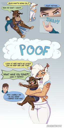 anthro anthro_focus big_butt biped bottomwear breasts brown_body butt clothed clothing dialogue dominant dominant_anthro dominant_female female female_anthro female_focus female_on_human female_on_top fur hoodie human_on_anthro interspecies larger_female male male/female male_human male_on_anthro nerf on_top onomatopoeia shirt size_difference smaller_male sound_effects speech_bubble tail text thick_thighs topwear energyvector energy_(energyvector) ronja_lo whitney_(energyvector) bobcat felid feline human lynx mammal 1:2 comic english_text hi_res signature