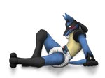2020 4:3 ambiguous_gender anthro arm_support backward_arm_support bent_legs big_ears black_body black_fur blue_body blue_fur blush bottomwear canid canine clothed clothing diaper diaper_fur diaperfurry embarrassed exposed_diaper extended_arm fluffy fluffy_tail fur generation_4_pokemon hindpaw ire-k long_ears lucario mammal nintendo padding paws planted_leg pokeball pokemon pokemon_(species) reclining red_eyes relaxing simple_background solo tail teeth wearing_diaper worried worried_face worried_look yellow_body yellow_fur