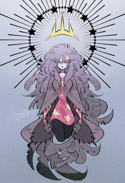 anthro beak clothed clothing dress female hair long_hair solo yasutak1192 hellaverse helluva_boss octavia_(helluva_boss) avian avian_demon bird bird_demon demon owl owl_demon absurd_res hi_res signature