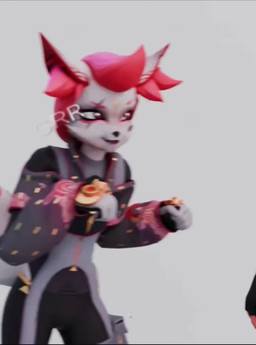 anthro confusion duo female question_mark snarling text mg_shiro epic_games fortnite kimiko_five-tails vi_(fortnite) canid canine fox human mammal 3d_(artwork) 3d_animation animated blender_(artwork) digital_media_(artwork) hi_res meme short_playtime sound spanish_audio spanish_description spanish_text