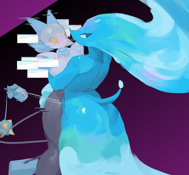 anthro big_butt blush butt duo empty_eyes error_message female female/female floating_hands floating_head hug hugging_another machine tail thick_thighs water wide_hips yellow_eyes ebbedrawin deltarune undertale_(series) miss_mizzle tasque_manager android darkner elemental_creature felid feline mammal mizzle_(deltarune) robot water_creature absurd_res hi_res