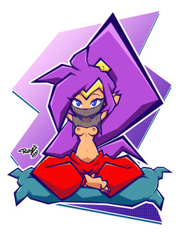 barefoot blue_eyes breasts brown_nipples clothed clothing feet female hair hands_behind_head humanoid_pointy_ears long_hair looking_at_viewer medium_breasts navel nipples not_furry pointy_ears ponytail purple_hair sitting smile solo style_emulation topless translucent translucent_clothing rotzedust shantae_(series) sonic_battle wayforward shantae genie humanoid mammal 2025 absurd_res digital_media_(artwork) hi_res