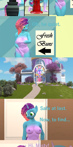 3_panel_comic anthro areola breasts casual_nudity caught convenient_censorship covering covering_breasts covering_crotch double_entendre duo electronics exhibitionism eyelashes female fire_hydrant freckled_breasts freckled_face freckles group hiding horn inside lighthouse long_eyelashes nipples nude nude_anthro nudist outside public public_nudity running street_lamp television text trio papadragon69 hasbro mlp_g5 my_little_pony mythology izzy_moonbow_(mlp) misty_brightdawn_(mlp) earth_pony equid equine horse mammal mythological_creature mythological_equine pony unicorn 3d_(artwork) absurd_res comic digital_media_(artwork) english_text hi_res source_filmmaker_(artwork)