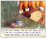 border brown_body brown_fur car cutout dialogue driving fur hair inside_car inside_vehicle male orange_hair text vehicle white_border colrblnd duzt measureup bishop_locke mammal mustelid otter comic english_text