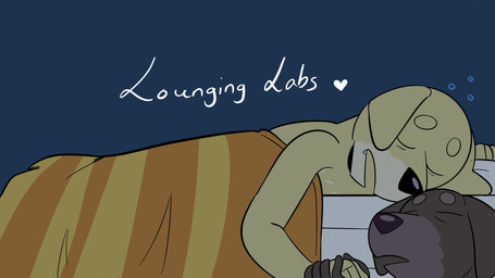 anthro bed bed_sheet bedding black_nose brown_body brown_ears brown_fur brown_nose duo eyes_closed fur furniture hand_holding heart_symbol lying lying_on_bed male male/male multicolored_body multicolored_fur on_bed on_front side_view sleeping sleeping_together text two_tone_body two_tone_fur under_covers yellow_body yellow_ears yellow_fur beargarbage bluey_(series) fido_(bluey) pat_(bluey) bird_dog canid canine canis domestic_dog hunting_dog labrador mammal retriever 16:9 2023 digital_media_(artwork) english_text hi_res widescreen