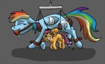 ball_gag bdsm bodily_fluids bondage bound drooling duo eyes_closed female feral flying gag helpless legs_tied oversized_ball_gag saliva tears tickle_fetish tickle_torture tickling tickling_belly wings_tied dombrus friendship_is_magic hasbro my_little_pony rainbow_dash_(mlp) scootaloo_(mlp)