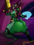 ambiguous_gender butt butt_focus clothing digitigrade female green_body gun laser_gun ranged_weapon science_fiction solo tight_clothing weapon abeybubble disney lilo_and_stitch united_galactic_federation_trooper alien alien_humanoid humanoid 3:4 absurd_res hi_res