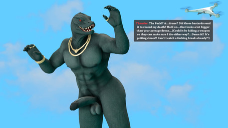 abs anthro balls cloud drone erection falling falling_down genitals jewelry male nude nude_anthro nude_male pecs penis red_eyes sky solo text meteorsmash okamical_(modeler) komodo_dragon lizard monitor_lizard reptile scalie 16:9 3d_(artwork) 4k absurd_res digital_media_(artwork) english_text hi_res widescreen