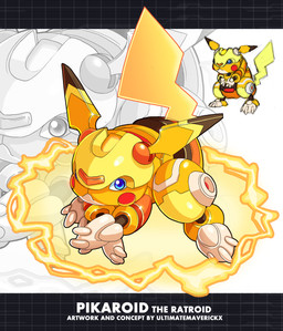 bent_over blowup_background blue_eyes dipstick_ears ear_markings electricity electricity_manipulation elemental_manipulation feral fusion looking_at_viewer machine male multicolored_ears pose simple_background solo tail text three-quarter_view yellow_body ultimatemaverickx capcom mega_man_(series) mega_man_zx nintendo pokemon generation_1_pokemon pikachu pokemon_(species) pseudoroid robot robot_feral 2015 absurd_res artist_name character_name crossover digital_media_(artwork) english_text full-length_portrait hi_res model_sheet portrait