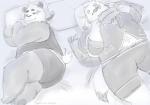 anthro butt clothed clothing male navel pajamas pillow scarf shirt sleeping slightly_chubby tank_top topwear underwear moujya lifewonders tokyo_afterschool_summoners alp_(tas) cu_sith_(tas) bear bird_dog canid canine canis domestic_dog giant_panda golden_retriever hunting_dog mammal retriever 2019 hi_res