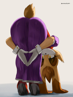 anthro ass_up bent_over bent_over_with_legs_held_straight big_butt black_clothing black_footwear black_high_heels black_nose butt clothed clothing dress eyelashes female flexible folded footwear fully_clothed gloves hair hands_together handwear high_heels hugging_legs legs_together long_ears looking_at_viewer looking_back mature_female orange_eyes orange_hair purple_clothing purple_dress rear_view shoes short_hair smile solo standing text twitter_handle upside_down white_clothing white_gloves white_handwear soranygyart praise_da_booty_(meme) sega sonic_the_hedgehog_(series) vanilla_the_rabbit lagomorph leporid mammal rabbit 2026 3:4 artist_name hi_res