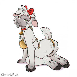 anthro bedroom_eyes bell bikini bikini_bottom bikini_top bow_on_head bow_ribbon breasts clothing collar female fingers fur hooved_fingers hooves looking_at_viewer narrowed_eyes raised_tail seductive swimwear tail two-piece_swimsuit wool_(fur) wool_hair remywolf sheepish_(remywolf) bovid caprine mammal sheep 1:1 hi_res