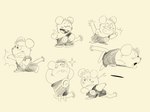 anthro biped chibi clothed clothing eyes_closed multiple_poses pose simple_background solo hikari_gamba gamba_no_bouken gamba_no_bouken_(series) ganba mammal mouse murid murine rodent 2023 hi_res