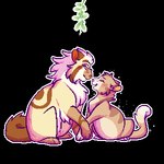 2019 alpha_channel ambiguous/ambiguous ambiguous_gender blush christmas classic_tabby digital_media_(artwork) dilution domestic_cat duo eyes_closed felid feline felis female_(lore) feral fluffy fur hand_holding holidays leafpool_(warriors) low_res mackerel_tabby mammal mistletoe mothwing_(warriors) outline paws pixel_(artwork) plant shaded simple_background sitting size_difference tabby_cat tail tan_body tan_fur theunknownsoul transparent_background warriors_(book_series) white_outline yellow_body yellow_fur