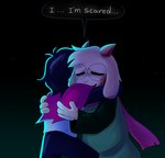 anthro blood blood_on_face bodily_fluids clothing crying duo eyewear glasses horn hug hugging_another male robe scarf tears jam_as_day_(artist) deltarune undertale_(series) kris_(deltarune) ralsei bovid caprine goat human mammal hi_res