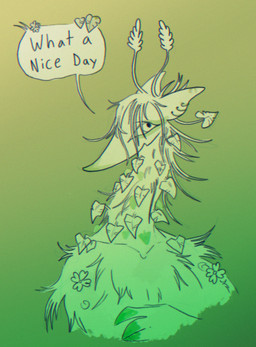 ambiguous_gender anthro arm_tuft blue_line_art dialogue flowers_in_fur fur gradient_background grass_hair hair leaves_on_body looking_at_viewer neck_tuft open_mouth plant shoulder_tuft simple_background smile solo speech_bubble text tuft plentyofsoup mythology dewdrop_(plentyofsoup) dragon elemental_creature flora_fauna mythological_creature mythological_scalie scalie adversarial_noise chromatic_aberration colored_line_art digital_drawing_(artwork) digital_media_(artwork) english_text guide_lines handwritten_text hi_res monochrome sketch