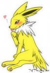 blush butt female feral fur heart_symbol looking_at_viewer neck_tuft presenting simple_background solo tongue tongue_out tuft white_background yellow_body yellow_fur flamewolf22 nintendo pokemon canid canine eeveelution generation_1_pokemon jolteon mammal pokemon_(species) 2016