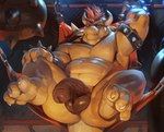 2_horns 3_toes anthro balls barazoku big_muscles bracelet brown_balls brown_glans brown_penis butt claws fangs feet foreskin genitals glans hair half-erect horn humanoid_genitalia humanoid_penis jewelry male musclegut muscular muscular_male navel nude overweight overweight_anthro overweight_male partially_retracted_foreskin penis reclining red_hair sex_swing shell soles solo spiked_bracelet spiked_shell spikes spikes_(anatomy) spread_legs spreading teeth thick_penis toe_claws toes darkgem mario_bros nintendo bowser koopa scalie 2021 absurd_res digital_media_(artwork) hi_res