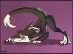 all_fours anthro ass_up black_body black_fur blue_eyes chibi fur male multicolored_body multicolored_fur nude raised_tail solo tail tail_tuft tuft two_tone_body two_tone_fur white_body white_fur re-re zeon_(plague-angel) sergal digital_media_(artwork) hi_res