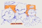 anthro dialogue eyewear glasses humor male question_mark rectangular_glasses round_glasses simple_background solo toony wearing_glasses neato5 lucas_(elchilenito) domestic_cat felid feline felis mammal sketch