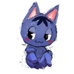 anthro blue_body blush chibi curled_up featureless_feet featureless_hands feet female genitals nude simple_background sitting smile solo vulva white_background bronzecatworld animal_crossing nintendo rosie_(animal_crossing) domestic_cat felid feline felis mammal 1:1 digital_media_(artwork)