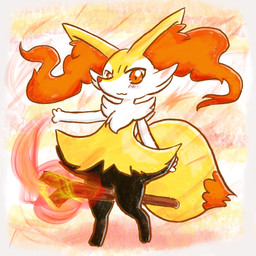 3_fingers 3_toes :3 ambiguous_anthro ambiguous_gender anthro arm_tuft big_tail biped black_body black_fur blush blush_lines blush_stickers cheek_tuft chest_tuft closed_smile digitigrade dipstick_tail elemental_manipulation facial_tuft featureless_crotch feet fingers fire fire_manipulation flat_chested front_view fur hip_tuft inner_ear_fluff leaning leaning_backward looking_at_viewer markings mouth_closed multicolored_body multicolored_fur nude_ambiguous nude_anthro orange_body orange_eyes orange_fur orange_inner_ear_fluff orange_nose orange_tail_tip outstretched_arm shoulder_tuft simple_background smile solo standing stick tail tail_markings tapering_snout three-quarter_view toes tuft two_tone_tail white_body white_fur yellow_body yellow_fur yellow_tail annyui0611 nintendo pokemon braixen canid generation_6_pokemon mammal pokemon_(species) 1:1 2021 colored digital_drawing_(artwork) digital_media_(artwork) full-length_portrait hi_res japanese_description portrait shaded