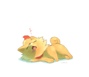 ambiguous_gender eyes_closed fangs feral fur lying on_side open_mouth orange_body orange_fur paws simple_background sleeping solo tail teeth text tongue tongue_out white_background s_malto33 nintendo pokemon pokemon_winds_and_waves canid canine generation_10_pokemon mammal pokemon_(species) pombon 2026 hi_res japanese_text signature