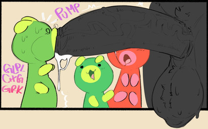 2_antennae ambiguous_gender antennae_(anatomy) anthro balls bestiality big_balls big_penis black_body black_eyes black_fur bodily_fluids cum cum_in_mouth cum_inflation cum_inside drinking drinking_cum ejaculation fellatio feral feral_penetrated fur genital_fluids genitals green_antennae green_body group humanoid_genitalia humanoid_penis inflation looking_at_another male male/ambiguous multicolored_body oral orgasm penetration penile penis pink_antennae pink_body piubes red_body saliva saliva_string sex side_view size_difference smaller_ambiguous smile standing surprised sweat tongue two_tone_body vein veiny_penis sushiamazing bits_and_bops sushi_(sushiamazing) arthropod caterpillar domestic_cat felid feline felis insect larva mammal 2025 digital_media_(artwork)