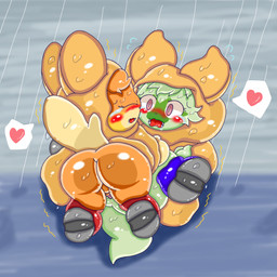 butt clothing coat duo female genitals male male/female penis raincoat raining sex topwear vulva aramatchan nintendo pokemon generation_9_pokemon pawmi pokemon_(species) sprigatito 1:1 absurd_res hi_res