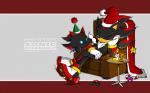 anthro black_body black_fur candle chest_tuft clothing duo eyes_closed fake_mustache fur hat headgear headwear holidays male sitting sleeping tuft yuji_uekawa christmas sega sonic_channel sonic_the_hedgehog_(series) shadow_chao shadow_the_hedgehog chao_(sonic) character_chao dark_chao eulipotyphlan hedgehog mammal 16:10 hi_res official_art wallpaper widescreen