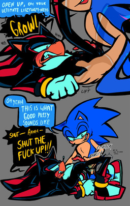 anthro duo fingering flustered holding_up_partner intersex intersex/male male maleherm maleherm/male penetration sackless smug_face text vaginal vaginal_fingering vaginal_penetration mercurio-shadowz sega sonic_the_hedgehog_(series) shadow_the_hedgehog sonic_the_hedgehog eulipotyphlan hedgehog mammal english_text hi_res