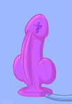 absurd_res ambiguous_gender anthro blue_body blue_fur bodily_fluids chibon dildo domestic_cat felid feline felis fur genitals hi_res knot mammal micro panicked_look penis sex_toy solo sweat sweat_drip sweatdrop transparent_sex_toy trapped tube unknown_character