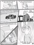 anthro bed bodily_fluids clothed clothing comic dialogue dipstick_ears disney ear_markings english_text felid female furniture greyscale group hi_res judy_hopps lagomorph leporid lion mammal monochrome multicolored_ears pantherine pillow police police_badge police_uniform rabbit scut_tail short_tail tail tail_tuft tears text the_gory_saint tuft uniform young zootopia