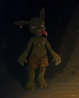 4_toes balls barefoot bodily_fluids bottomwear clothed clothing cum dark ear_piercing ear_ring erection facial_piercing feet foreskin genital_fluids genitals glans green_balls green_body green_penis green_skin humanoid_genitalia humanoid_penis jewelry leaking_cum loincloth male necklace not_furry penis piercing pink_glans red_eyes ring_piercing saliva scar shota solo toes tongue wardrobe_malfunction young young_humanoid young_male dakkawoof goblin humanoid 2021 digital_media_(artwork) full-length_portrait hi_res portrait