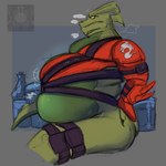 anthro belly belly_blush big_belly bloated blush body_blush bottle breath clothing container flowberry_fizz green_body hand_on_butt love_handles male motion_lines onomatopoeia overweight overweight_anthro overweight_male pantsless_male rumbling_stomach shirtless_male sitting solo sound_effects straps text tight_clothing yellow_sclera koihoi epic_games fortnite hybrid_(fortnite) lizard reptile scalie 1:1 2025 hi_res