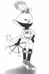 anthro bottomless butt clothed clothing cosplay embarrassed female solo mortal_kombat sega sonic_the_hedgehog_(series) blaze_the_cat kitana domestic_cat felid feline felis mammal 2:3 absurd_res hi_res monochrome